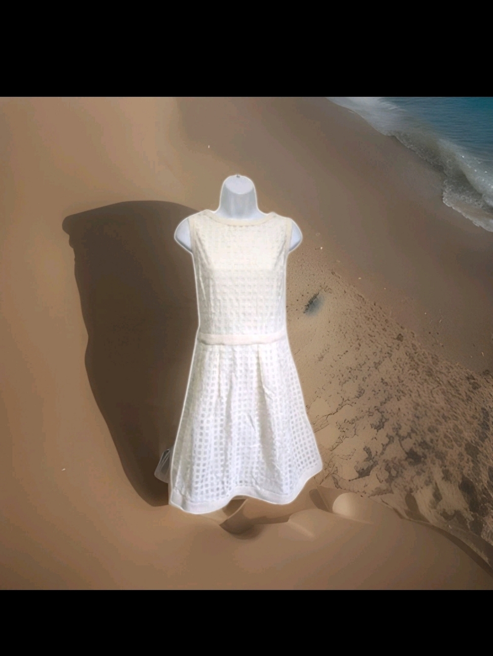 NWT Dressbarn Check Layered Sleeves Fit Flare Dress 16 Beige